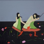 Untitled (Warriors), 2009 Acrylic and gouache on board framed, 15½ x 18½œ