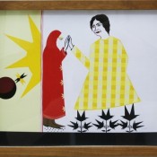Untitled (Red Robed Figure and Woman w/ Yellow Dress), 2008 Acrylic and gouache on board, 8 x 10